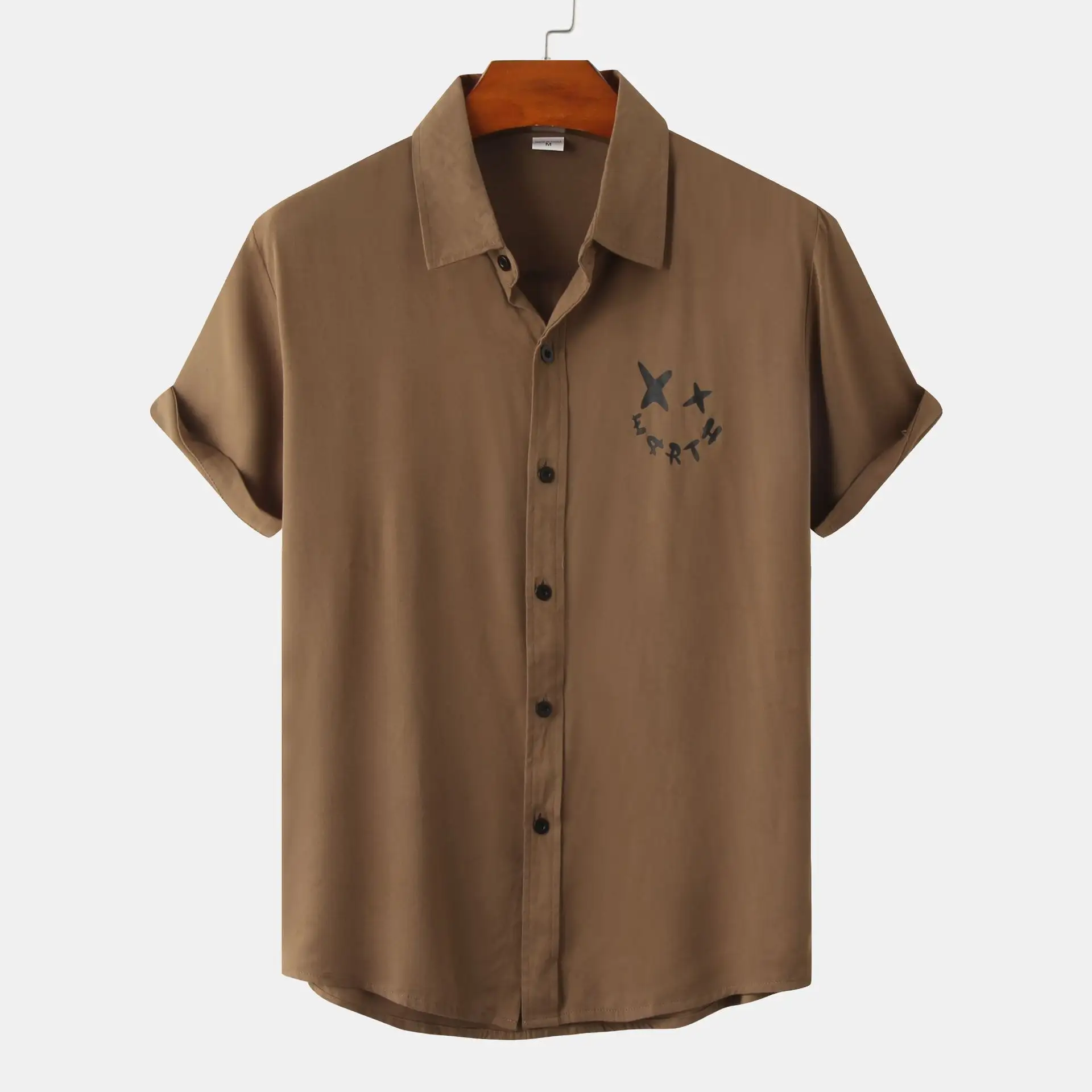 Men chinoiserie print casual shirt Classic Fashion Cotton Casual Shirts Shirt high quality Pocket Short sleeves blouse