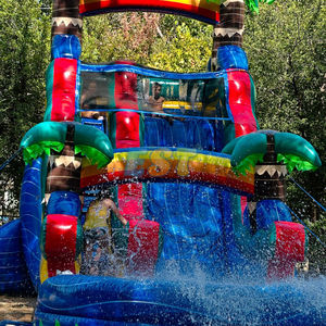 Toboggan aquatique tropical personnalisable pour enfants Toboggan gonflable en forme de <span class=keywords><strong>palmier</strong></span> Piscine pour jeux de fête en plein air - Product Image 3