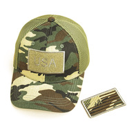 Patch camouflage auto-agrippant détachable, patch brodé drapeau américain, patch brodé personnalisé avec bande auto-agrippante, étiquette, casquette de baseball camouflage pour homme
