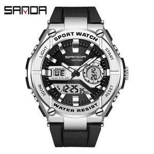 Montres-bracelets pour hommes Sanda 3123, montre sport numérique à quartz, double heure, LED analogique, étanche, Relogio Masculino pour hommes, Reloj - Product Image 3