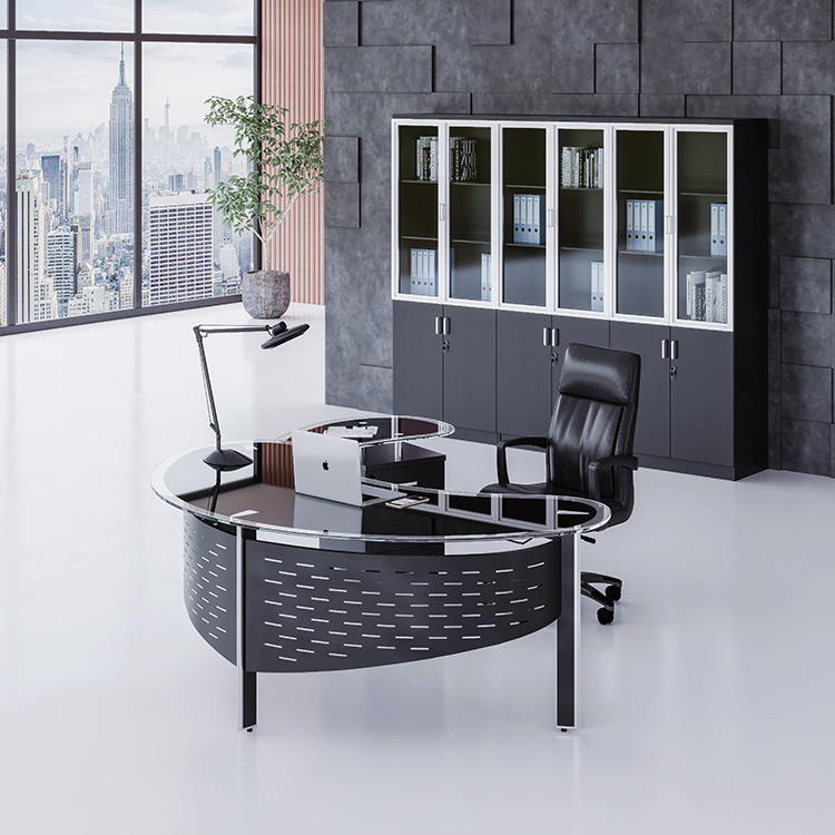 Bureau Polar noir 8mm verre trempé 135x65cm Malta Design - Malta Design