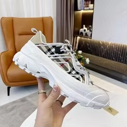 Sneakers de luxe en cuir véritable pour homme, chaussures de créateur à rayures en mesh, marque célèbre, chaussures de marche de luxe de haute qualité pour femme - Product Image 3