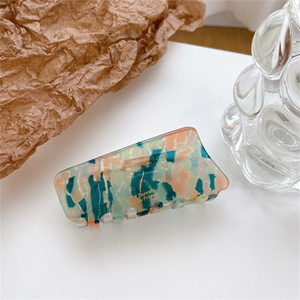 ก้ามปูรูปทรงเรขาคณิตของฝรั่งเศส,อุปกรณ์เสริมสำหรับผมหนาเรียบง่ายหรูหราหินอ่อนอะซิเตทจับแน่นผู้หญิงคลิปหนีบผม - Product Image 4