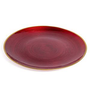 Plaque plate en verre rouge avec bord doré DIAM. 32CM - Product Image 1