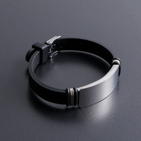 Bracelet en silicone et acier titane lumineux, tendance et brillant, pour couple, avec logo gravé au laser, personnalisable