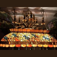Magnifique lampe suspendue LED artisanale en verre teinté, design libellule à 6 lumières, lumière blanc chaud, pour salle à manger, hôtel, villa