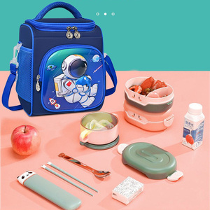 Cartoon Design Kids Student 900D oxford Thermal Insulation <strong>Cooler</strong> Lunch Bag for Boys With Side Bottle Pocket - Product Image 1