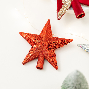 <b>Christmas</b> Tree Top Star Decorations Trumpet Gold Red Sequined Five-pointed Star <b>Christmas</b> Tree Top Accessories <b>Dress</b> Up. - Product Image 2