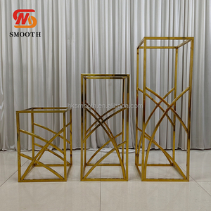 SMOOTH Gold <b>Square</b> Metal Plinths Wedding Flower Stand Party Dessert Table Centerpieces for Party Events Decoration - Product Image 1