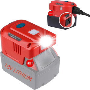 DC 18V à AC 120V Onduleur à onde sinusoïdale modifiée 150W Alimentation portable avec convertisseurs d'inverseurs de lumières LED - Product Image 1