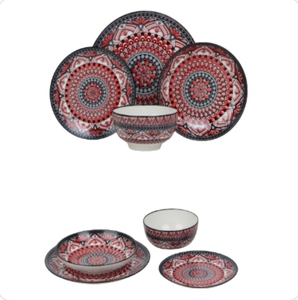 Bộ đồ ăn Sứ Pad in ấn nhà bếp ăn tối thiết lập 16 pcs gốm bộ đồ ăn thiết kế màu đỏ bộ sưu tập 16-Piece dịch vụ cho 4 - Product Image 2