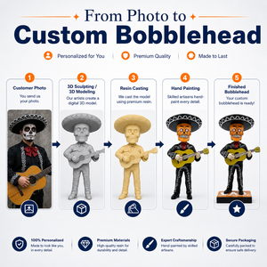 Figura de recuerdo de resina personalizada, realista, del Día de Muertos, estilo Mariachi, con sombrero y guitarra pintados a mano - Product Image 5