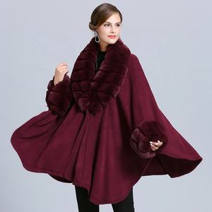 Nieuwe Collectie Hoge Kwaliteit Winter Warme Deken Elegante Luxe Dame Vrouwen Poncho Bont Sjaals - Product Image 5