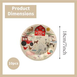 Platos de Papel Desechables con Diseño de <span class=keywords><strong>Granja</strong></span> y Estampado de Animales, Bandejas para Fiestas <span class=keywords><strong>Infantiles</strong></span> de Cumpleaños - Product Image 2