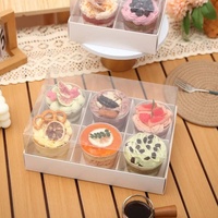 4 6 9 Grille Ondulée Transparente Orientale PET Fromage Cupcake Biscuit Pâtisserie Donut Boîte à Gâteau Papier avec Couvercle Cupcake