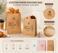 Sacs à emporter en papier kraft rose personnalisés avec logo, écologiques, pour café, gâteaux, desserts, boulangerie, snacks, boîtes cadeaux, sacs cadeaux