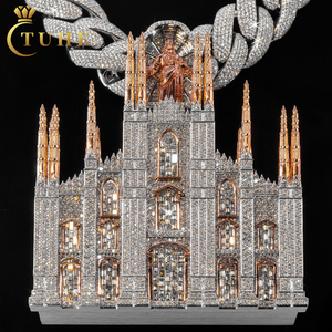 Đồ trang sức nhà sản xuất tùy chỉnh Mặt dây chuyền 925 sterling Silver vvs moissanite kim cương Ice out 3D Nhà thờ Jesus Mặt dây chuyền vòng cổ - Product Image 1