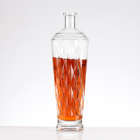 Haute qualité usine directe 750ml haute flint bouteilles en verre pour liqueur fantaisie bouteille d'alcool en verre