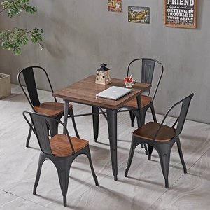 Bán buôn nhà máy bền công nghiệp <span class=keywords><strong>Stackable</strong></span> kim loại cổ điển gỗ Bảng Top nhà hàng ăn uống tolixes ghế bảng - Product Image 3