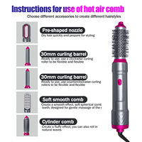 Styler multifonctionnel 6 en 1 Brosse à air chaud Sèche-cheveux et brosse volumisante LOGO privé Styler capillaire 5 en 1