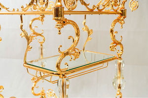 सुरुचिपूर्ण रेस्तरां ट्राली कला शादी की सजावट लक्जरी प्रकाश भोजन गाड़ी गोल्डन तांबे होटल ट्राली - Product Image 5