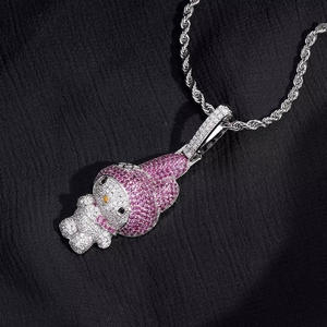 Collar con Colgante <span class=keywords><strong>de</strong></span> Personaje <span class=keywords><strong>de</strong></span> Dibujos Animados Melody, Estilo <span class=keywords><strong>Hip</strong></span> <span class=keywords><strong>Hop</strong></span>, Personalizado, Bonito, con Incrustaciones <span class=keywords><strong>de</strong></span> Circonitas, Dos Tonos, para Mujeres y Niños - Product Image 6