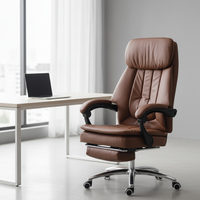Silla de Oficina Ejecutiva Ergonómica Moderna Negra Giratoria 360 Grados con Respaldo de Escalera y Patas de Acero Inclinables