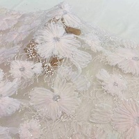 Tissu de Robe de Mariée Américaine/Européenne Très Vendu, Magnifique Dentelle en Maille Transparente Élastique Brodée de Paillettes, Écologique
