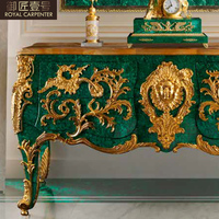 Armoire d'entrée sculptée en bois massif de style européen, armoire de rangement combinée avec miroir d'entrée, armoire latérale, marbre