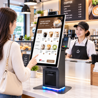 Totem 156 21.5 23.8 27 pouces, écran tactile, borne de commande et de paiement en libre-service, équipement de restaurant avec imprimante thermique