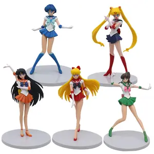 Economy wholesale new style pvc cartoon ornament anime pvc figure sailor moon girls 5pcs model toy kits