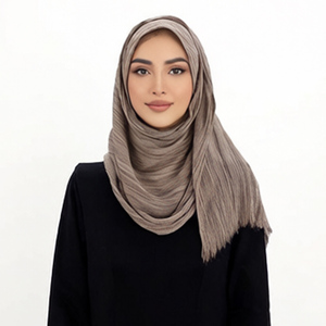 ผ้าคลุมฮิญาบมุสลิมแบบใหม่ ดีไซน์หรูหรา ผ้าวิสโคสพรีเมียม พิมพ์ลายทางสีน้ำตาล คีมาร์ ผ้าคลุมไหล่ไทย ผ้าเรยอนคอตตอนเนื้อนุ่ม ยืดหยุ่นได้ - Product Image 5