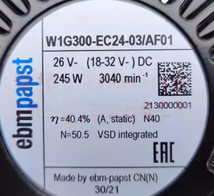 ebm-papst W1G300-EC24-03/G01 300mm EC Axial Fan 24V High Efficiency 160W 3000RPM 2000m3h High Airflow Industrial Ventilation - Product Image 4