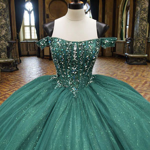 Vestido <span class=keywords><strong>de</strong></span> Gala Moderno para Adultos con Encaje, Vestido <span class=keywords><strong>de</strong></span> Fiesta Colorido para Ceremonia o Examen Artístico, <span class=keywords><strong>Vestidos</strong></span> <span class=keywords><strong>de</strong></span> 15 Años, Verde - Product Image 2