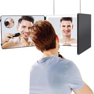 Miroir à 3 voies, miroir domestique à LED pour auto-coupe de cheveux, montage sur porte, miroir de maquillage 360 avec lumière, réglable, grossissement 10x - Product Image 2