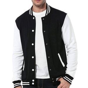 Men’s Classic Varsity Letterman <b>Jacket</b> Black & White Baseball Style Bomber <b>Jacket</b> - Product Image 1