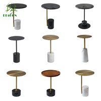 Table d'Appoint Ronde Moderne de Luxe, en Métal et Travertin, Design Italien, Béton Acrylique et Marbre, Petite Table Basse pour Salon