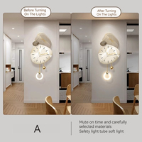 Horloge murale pendule feuille abstraite en porcelaine cristalline avec options d'éclairage pour salon, couloir, hôtel, décoration intérieure