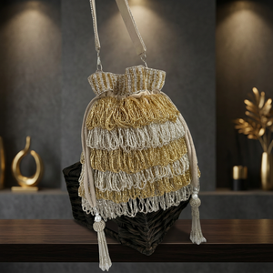 Handmade Pearl Beaded Bucket <b>Bag</b> with Tassel Open Closure Elegant Evening Party Waterproof Eco-Friendly Shoulder Purse - Product Image 3