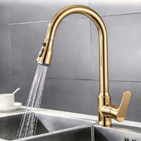 Robinet de cuisine avec bec flexible et bec col de cygne à arc élevé, mitigeur monocommande chaud/froid pour hôtels