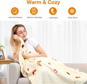 Manta de Tortilla Personalizada con Varios Diseños, Manta Mexicana de Franela Suave de Doble Cara con Estampado de Pizza - Product Image 5