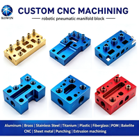 Bloc de collecteur pneumatique robotique en aluminium 5052 usiné CNC sur mesure, composant compact de jonction de flux d'air pour poste de travail robotique