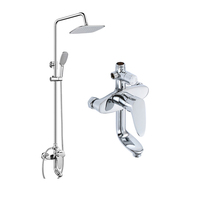 Ensemble de robinet de douche de colonne de pluie de salle de bains de tuyau haut de trois fonctions en laiton classique économique à levier unique