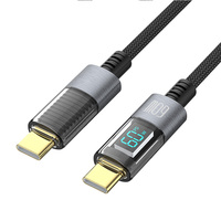 Nouveau design Câble de données en nylon de 1 mètre 60W C à C tressé avec des caractéristiques de cristal Affichage numérique à charge rapide pour téléphone portable