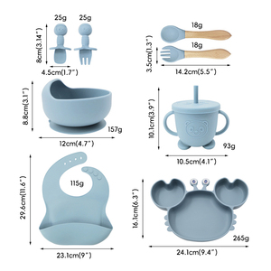 Juego de Platos de Silicona para Bebé, Aptos para Lavavajillas, Irrompibles, Duraderos, Tazón para la Dentición, Cuchara, Vaso, Diseño de Cangrejo - Product Image 4