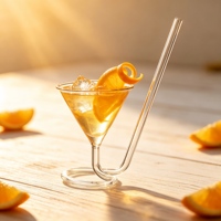 Verre à Martini Spirale Créatif 110ml, Verre à Cocktail Unique avec Paille Intégrée, Vaisselle de Fête Amusante