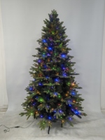Sapin de Noël artificiel de haute qualité de 7 pieds avec lumières LED multicolores - Conception pliable écologique pour une utilisation en intérieur/extérieur