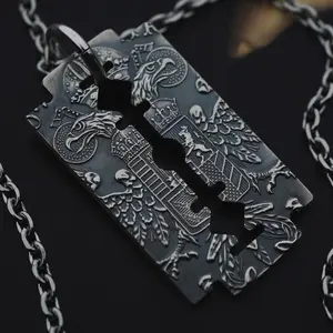 2023 New Pendant Plain Style Creative Double Eagle Blade from Austro Hungarian Empire Personalized Pendant Hip Hop Style