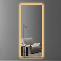 Miroir de salon moderne personnalisé en usine, sans cadre, décoratif mural, miroir de barbier à LED, éclairage par induction, miroir de corps entier à LED