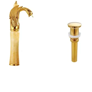 Grifo Mezclador Monomando de Lujo para Lavabo de Baño, Latón con Núcleo Cerámico, Diseño Moderno Jade, Agua Fría y Caliente, Dorado, LXL240413 - Product Image 5